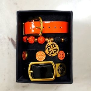 Orange and Black Rustic Cuff Stack